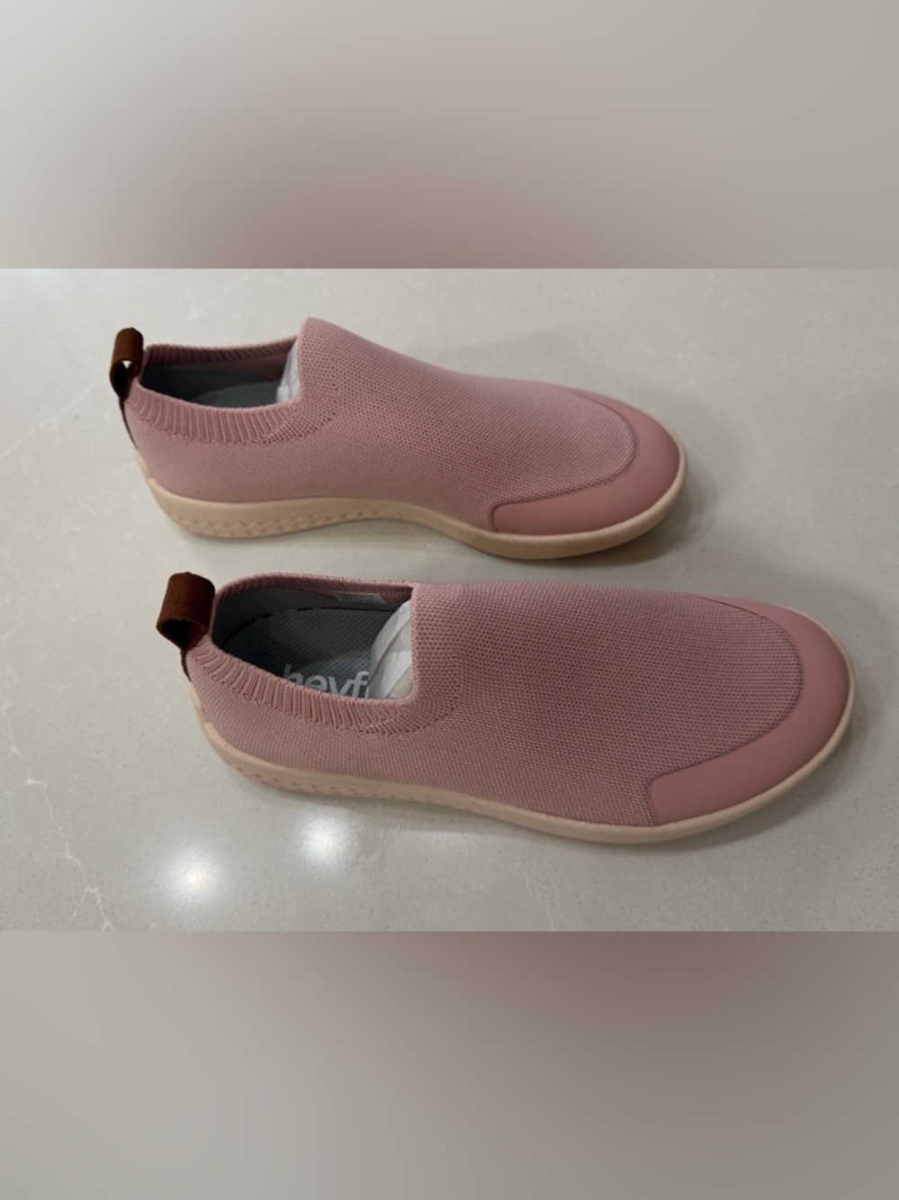 New Heyfolks Voyager Women’s Slip-On Knit Sneakers in Dusty Rose, 7.5